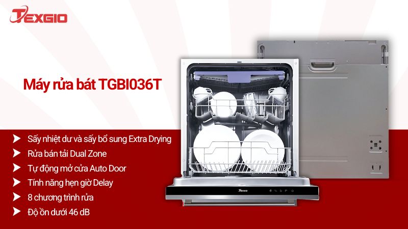 Máy rửa bát âm tủ Texgio TGBI036T 