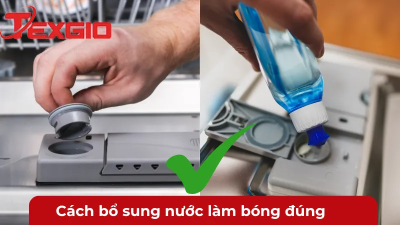 cách bổ sung nước làm bóng cho máy rửa bát đúng cách