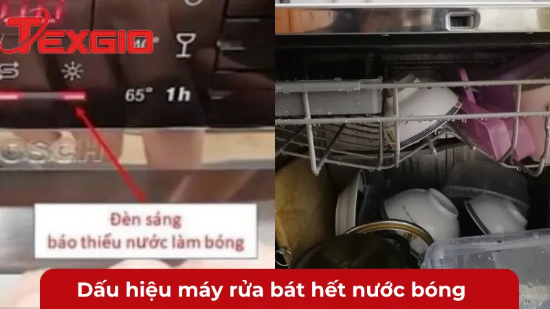Dấu hiệu nhận biết máy rửa bát hết nước bóng