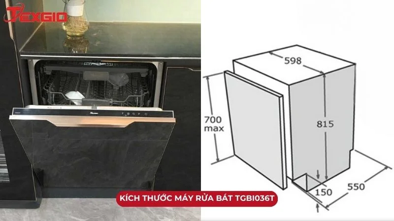 Kích thước máy rửa chén TGBI036T