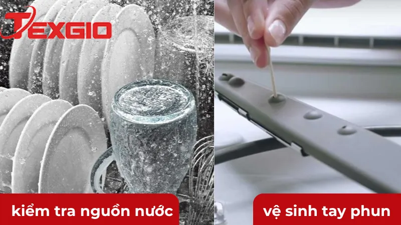 Kiểm tra nguồn nước và vệ sinh tay phun