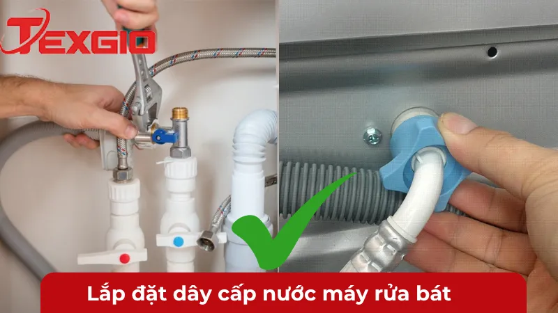 lắp đặt, thay thế dây cấp nước máy rửa bát