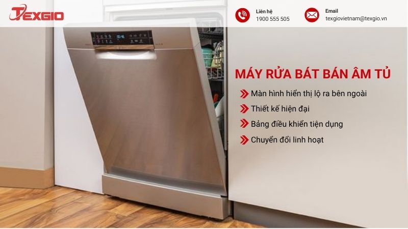 Máy rửa bát bán âm tủ 