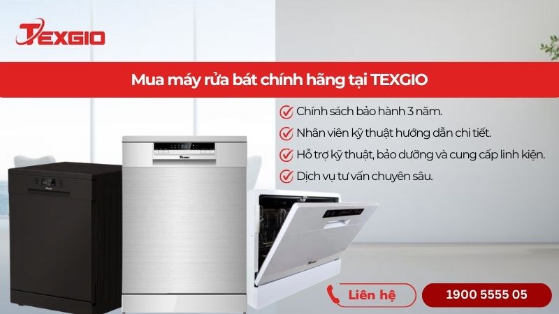 Mua máy rửa bát chính hãng tại Texgio