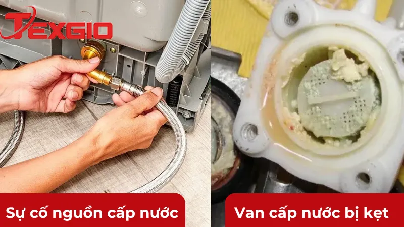 Sự cố nguồn cấp nước và van nước bị kẹt