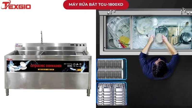Thiết bị rửa bát công nghiệp Texgio TGU-1800XD tiện lợi