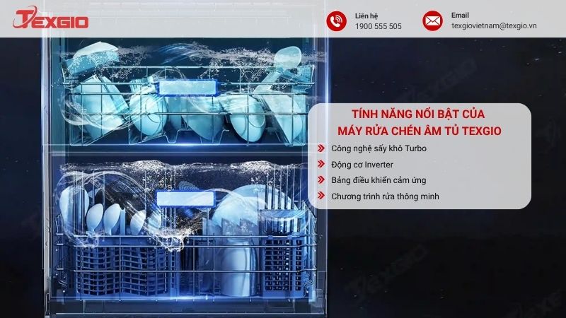 Tính năng nổi bật của máy rửa chén âm tường Texgio
