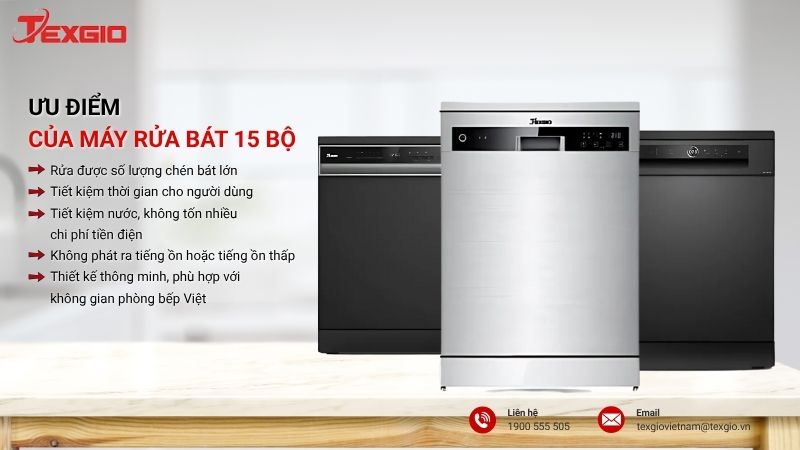Ưu điểm nổi bật của máy rửa bát 15 bộ